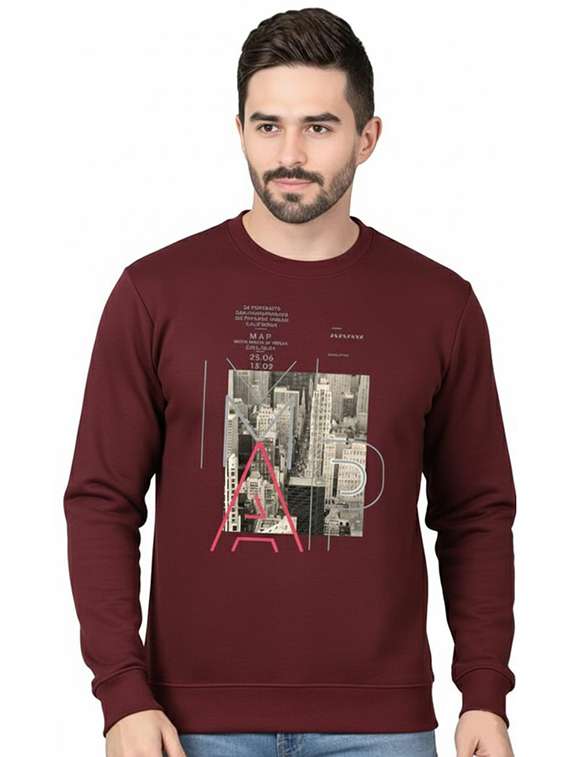men printed long sleeve regular fit sweatshirt