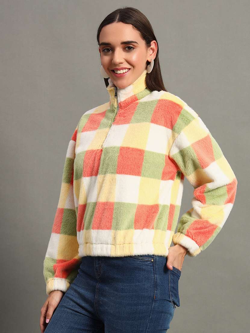  women checkered long sleeve sweatshirt - 22245706 -  Standard Image - 1