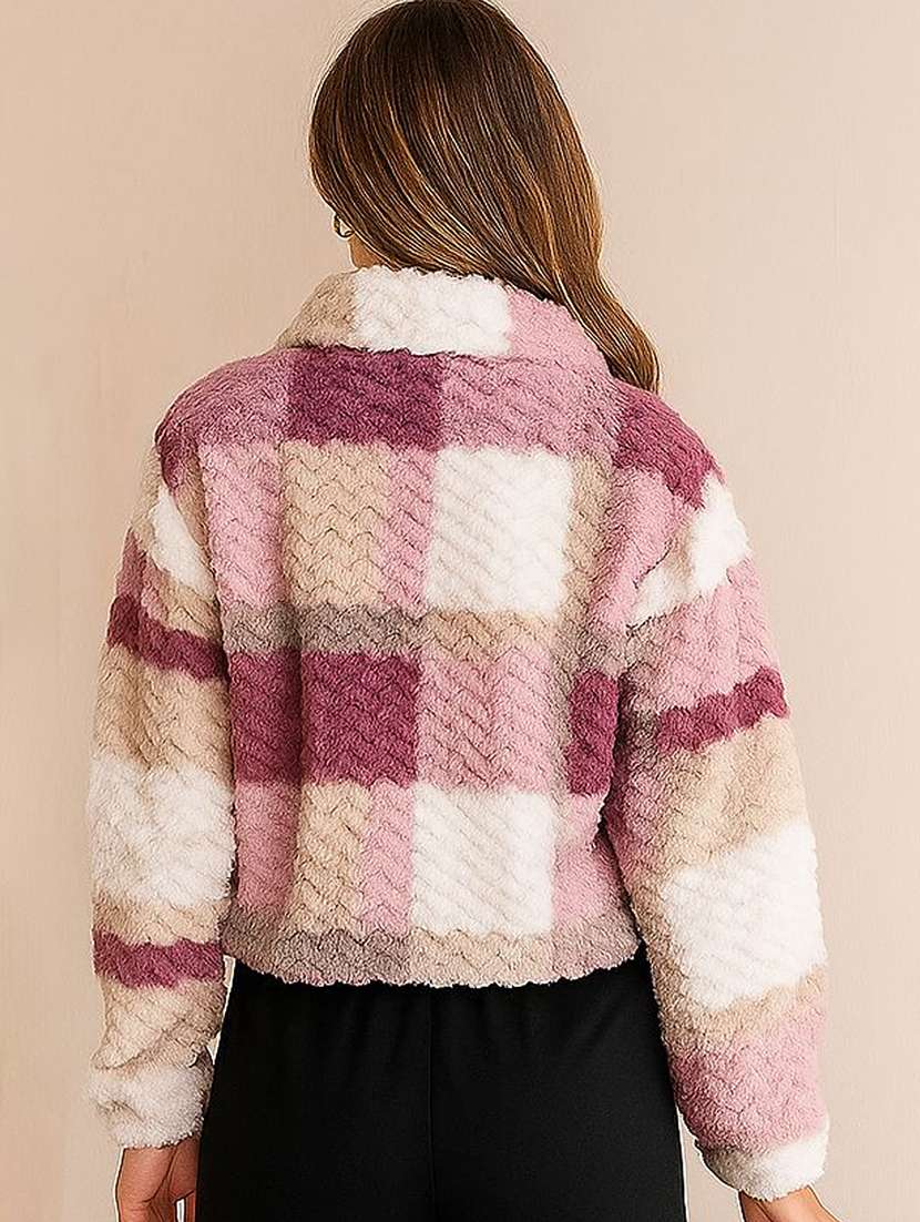  women checkered long sleeve sweatshirt - 22245713 -  Standard Image - 1