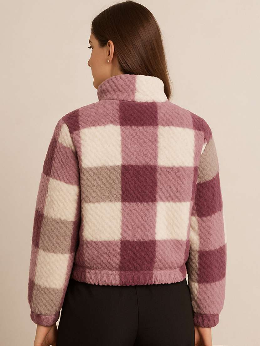 women checkered long sleeve sweatshirt - 22245715 -  Standard Image - 1