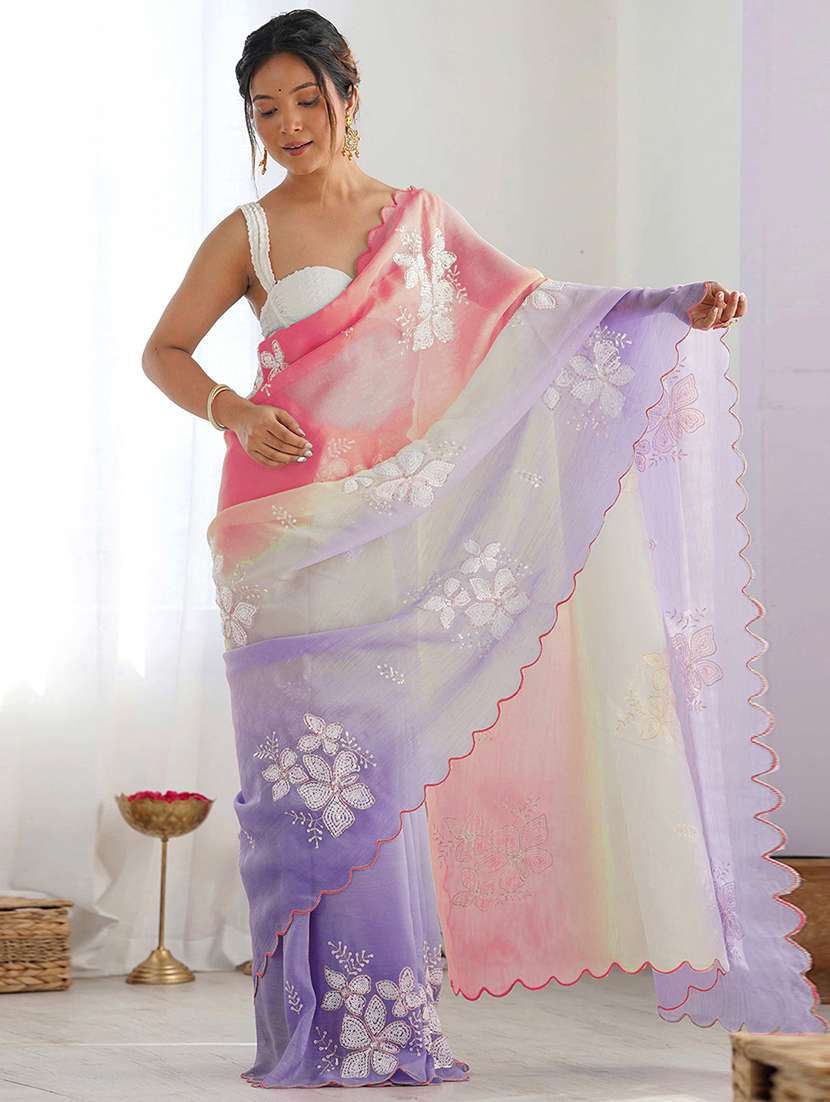 women ombre embellished saree with blouse - 22246105 -  Standard Image - 1