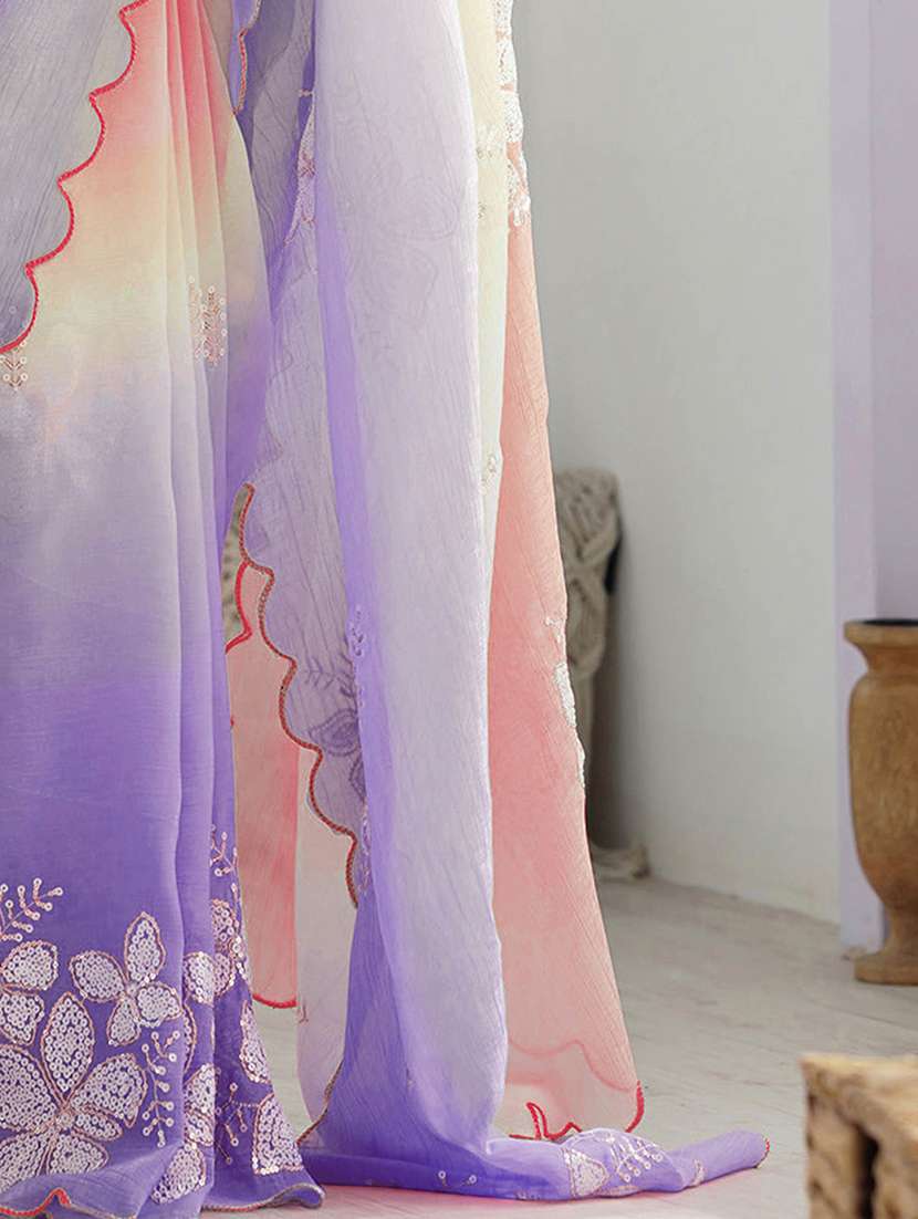 women ombre embellished saree with blouse - 22246105 -  Standard Image - 4