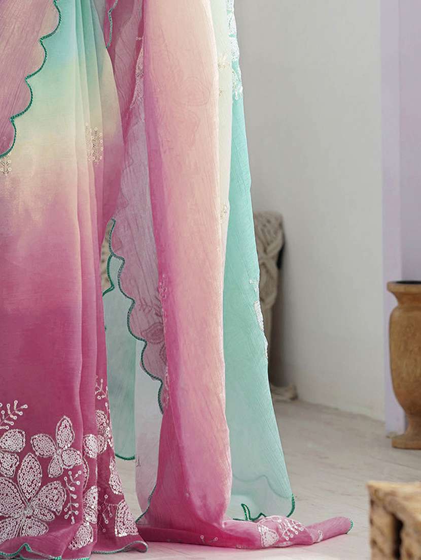 women ombre embellished saree with blouse - 22246108 -  Standard Image - 4