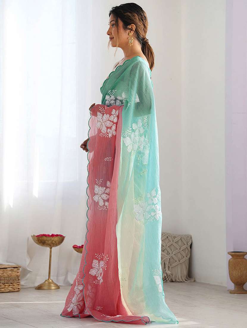 women ombre embellished saree with blouse - 22246109 -  Standard Image - 1