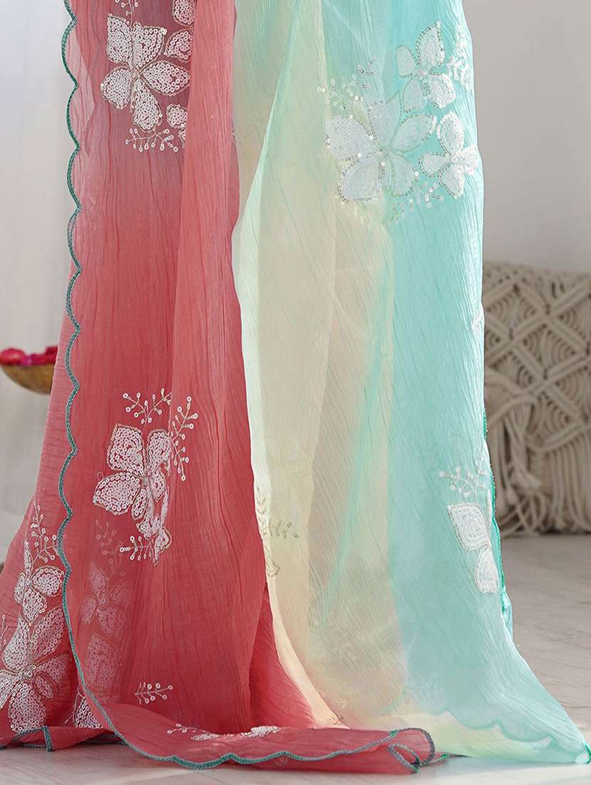 women ombre embellished saree with blouse - 22246109 -  Standard Image - 4