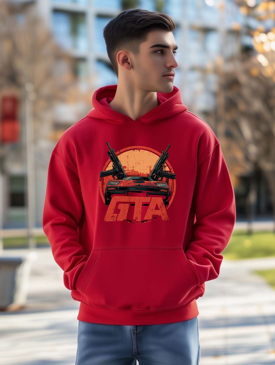 men printed long sleeve regular fit sweatshirt