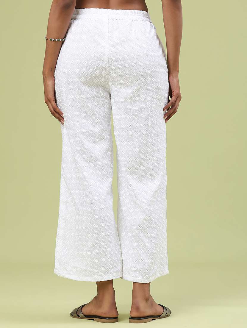 women solid with work mid rise straight palazzo - 22246287 -  Standard Image - 4