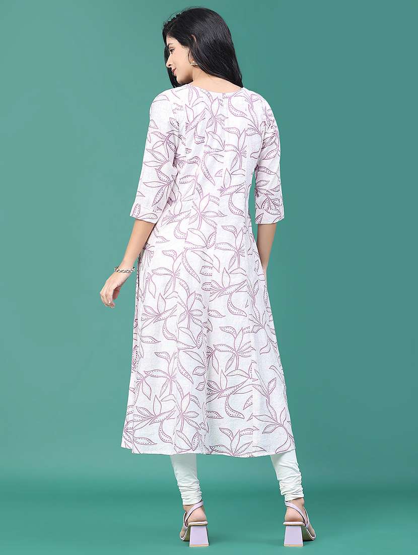 women printed three quarter sleeve kurta leggings set - 22246340 -  Standard Image - 4