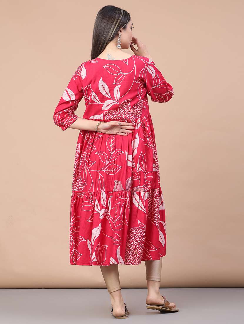 women printed three quarter sleeve kurta - 22246344 -  Standard Image - 4