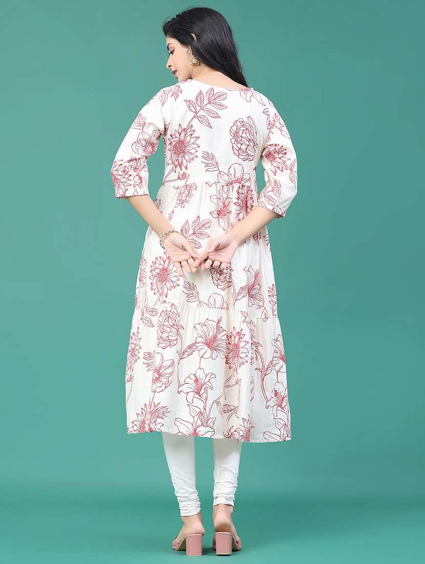 women printed three quarter sleeve kurta leggings set - 22246348 -  Standard Image - 4