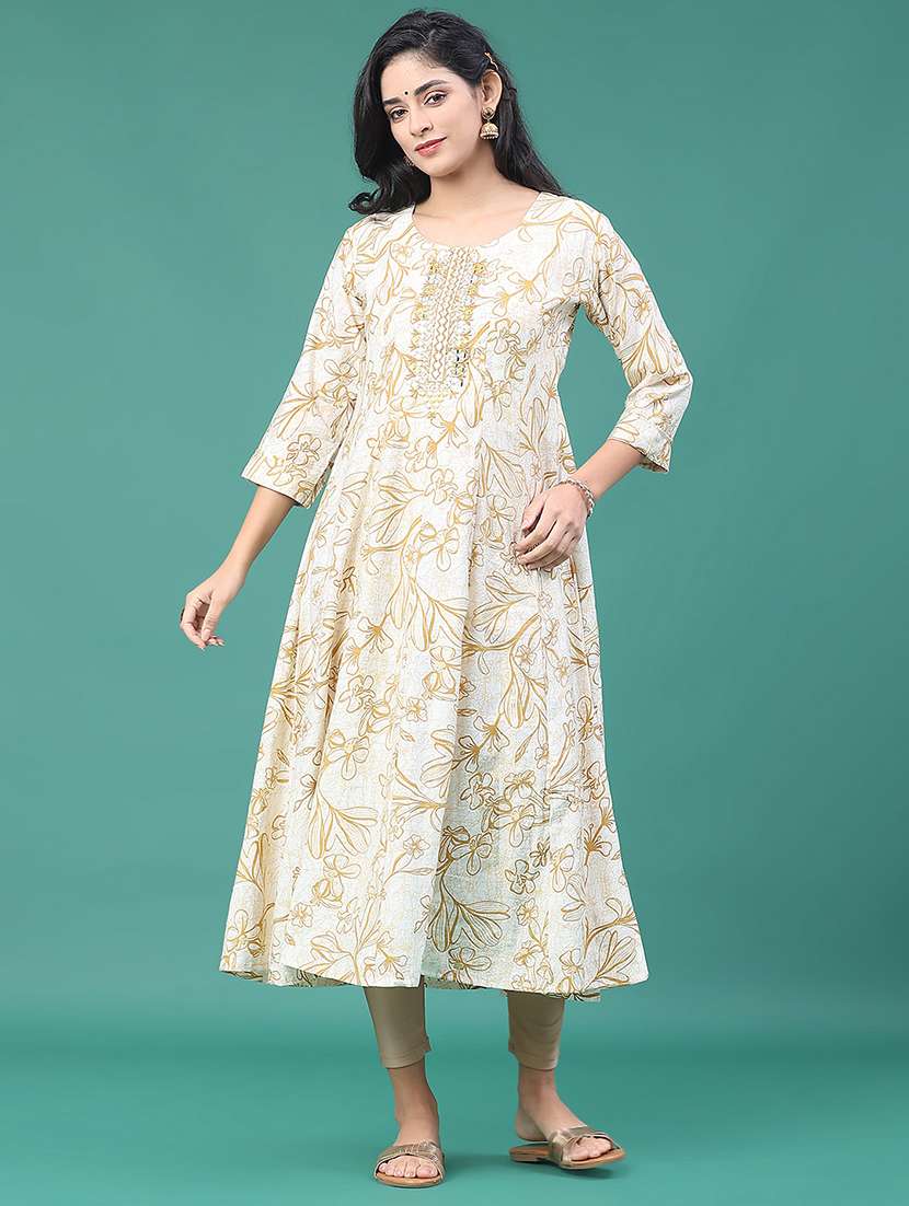 women floral three quarter sleeve kurta leggings set - 22246354 -  Standard Image - 1