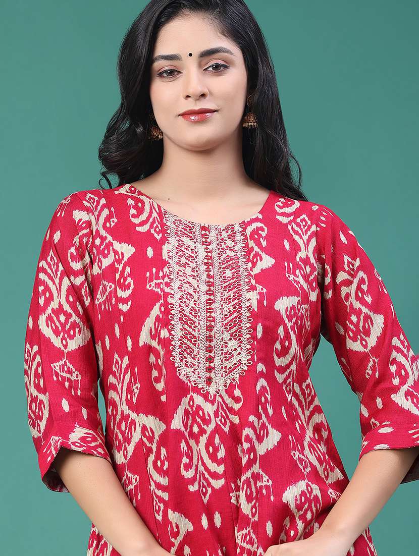 women printed three quarter sleeve kurta leggings set - 22246358 -  Standard Image - 4