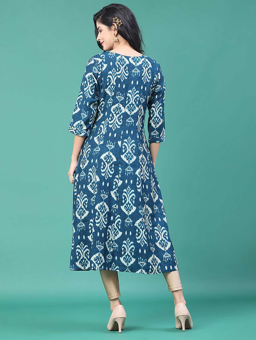 women printed three quarter sleeve kurta leggings set - 22246359 -  Standard Image - 4