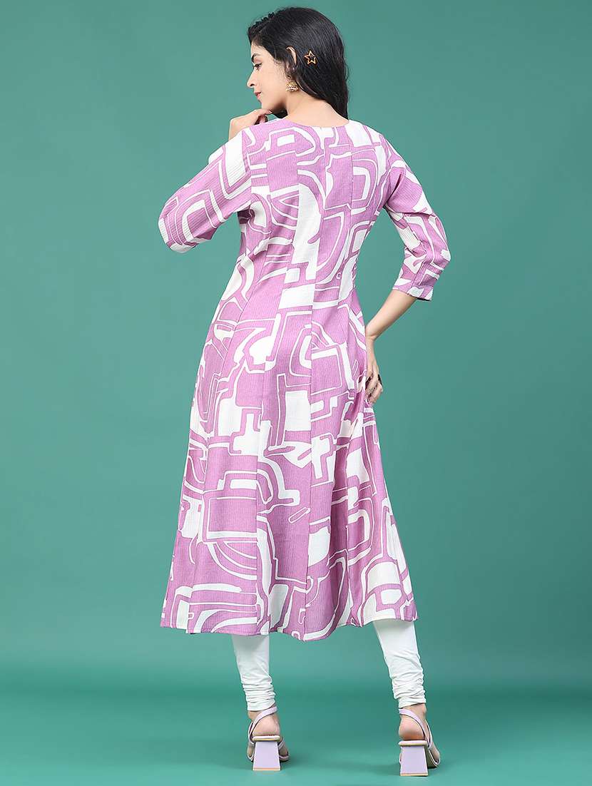 women printed three quarter sleeve kurta leggings set - 22246361 -  Standard Image - 4
