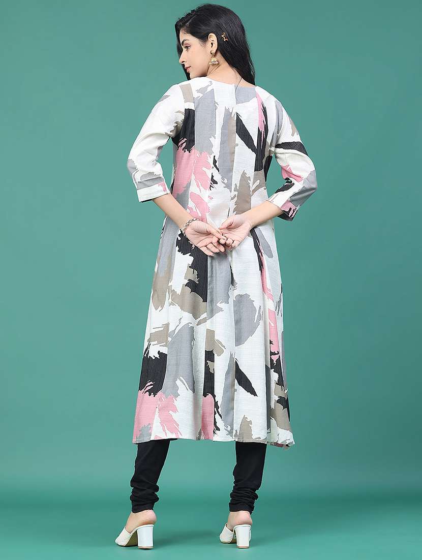 women printed three quarter sleeve kurta leggings set - 22246362 -  Standard Image - 4