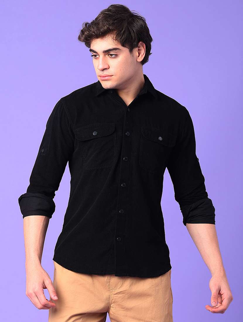 men solid collared long sleeve shirt - 22246383 -  Standard Image - 1
