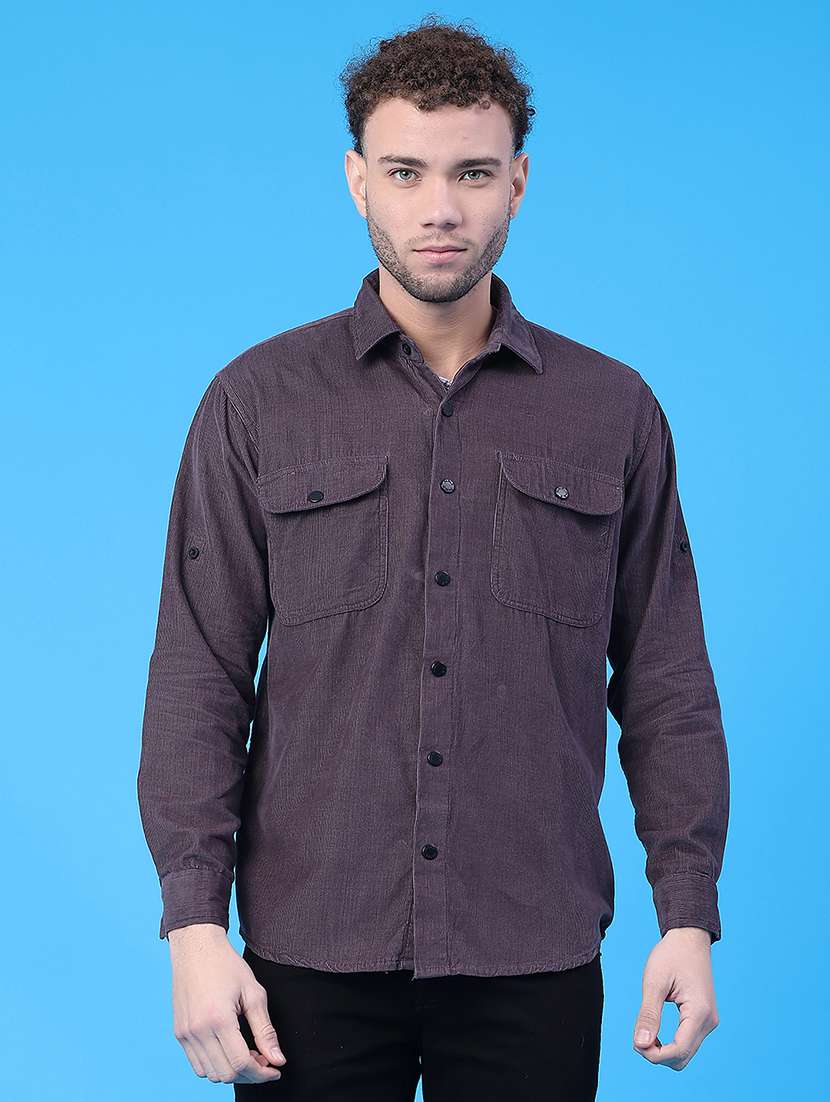 men solid collared long sleeve shirt - 22246386 -  Standard Image - 1
