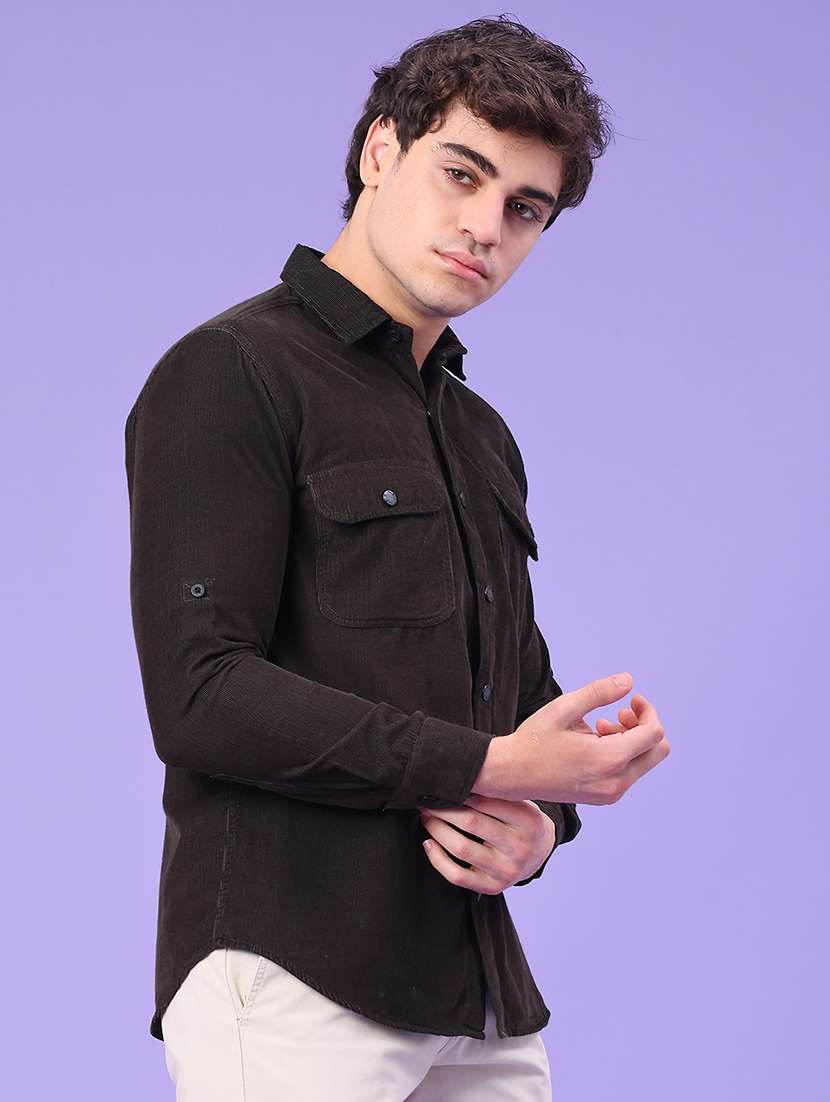men solid collared long sleeve shirt - 22246387 -  Standard Image - 1