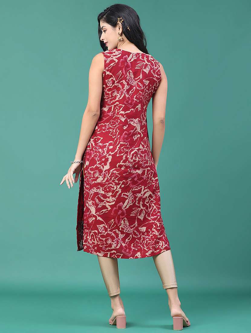 women floral printed sleeveless kurta leggings set - 22246388 -  Standard Image - 4