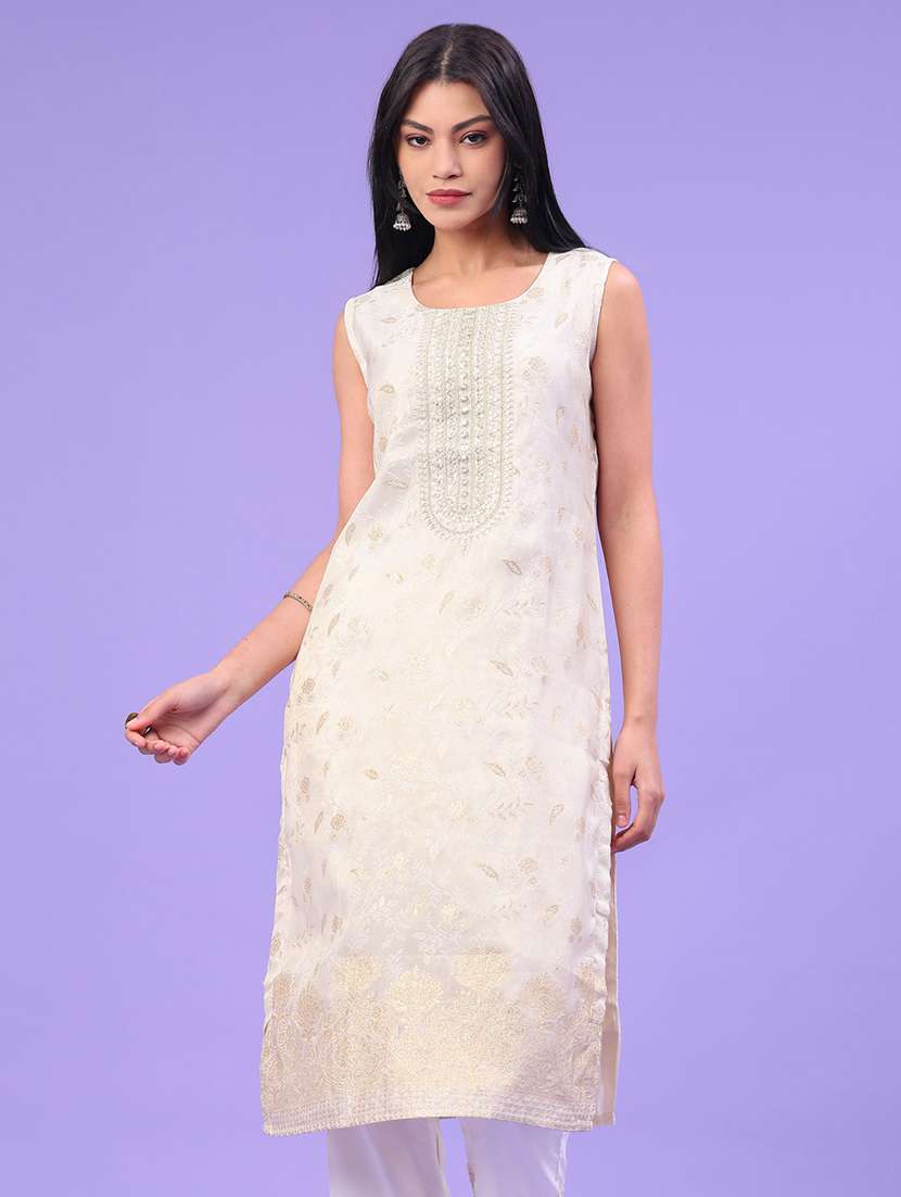 women embellished sleeveless straight kurta - 22246391 -  Standard Image - 1