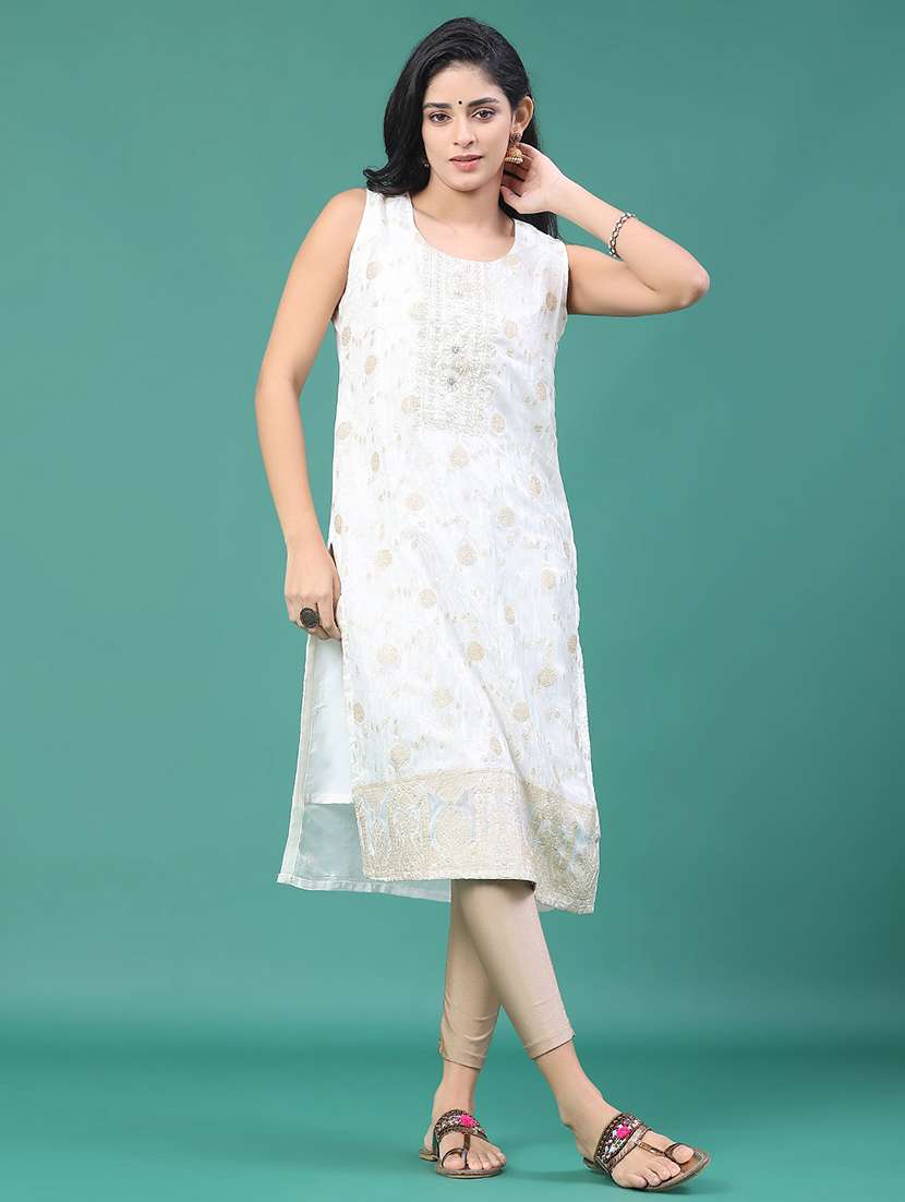 women printed sleeveless kurta leggings set - 22246401 -  Standard Image - 1