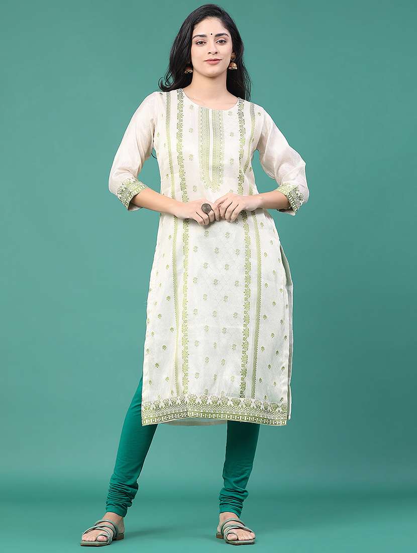 women printed three quarter sleeve kurta leggings set - 22246402 -  Standard Image - 1