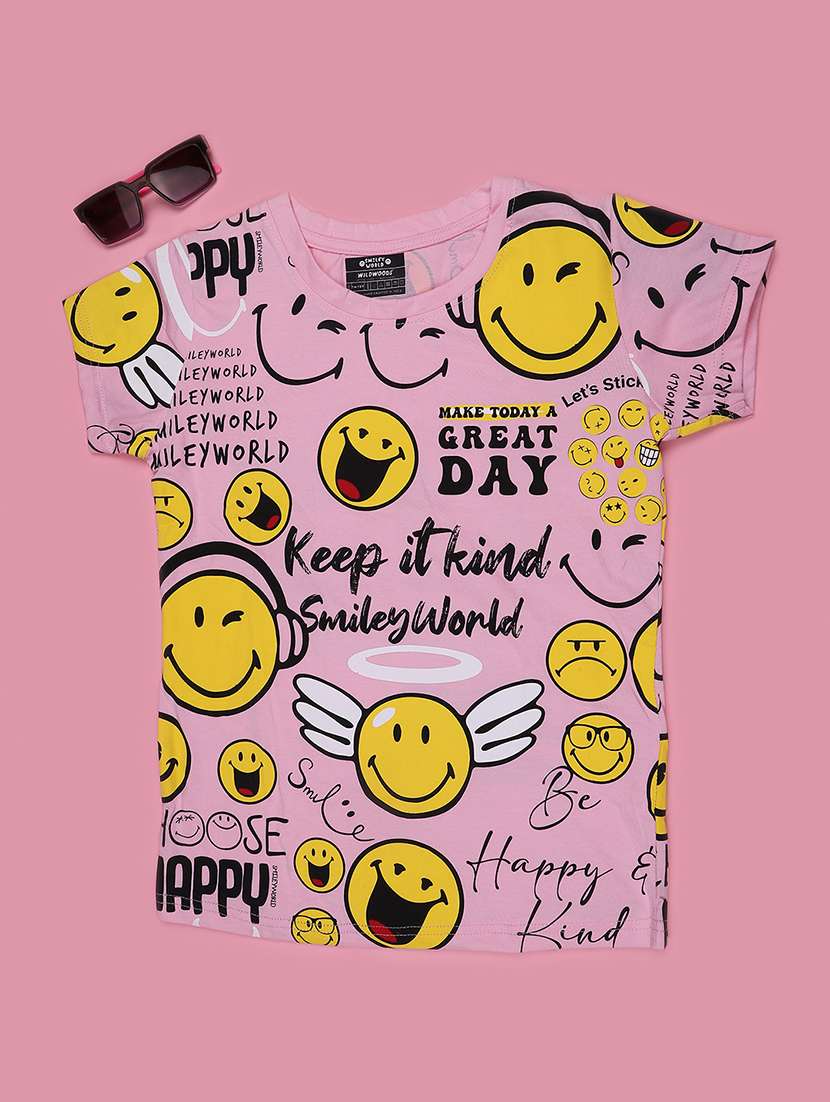 Girls Printed Short Sleeves Regular Fit Tee - 22246430 -  Standard Image - 1