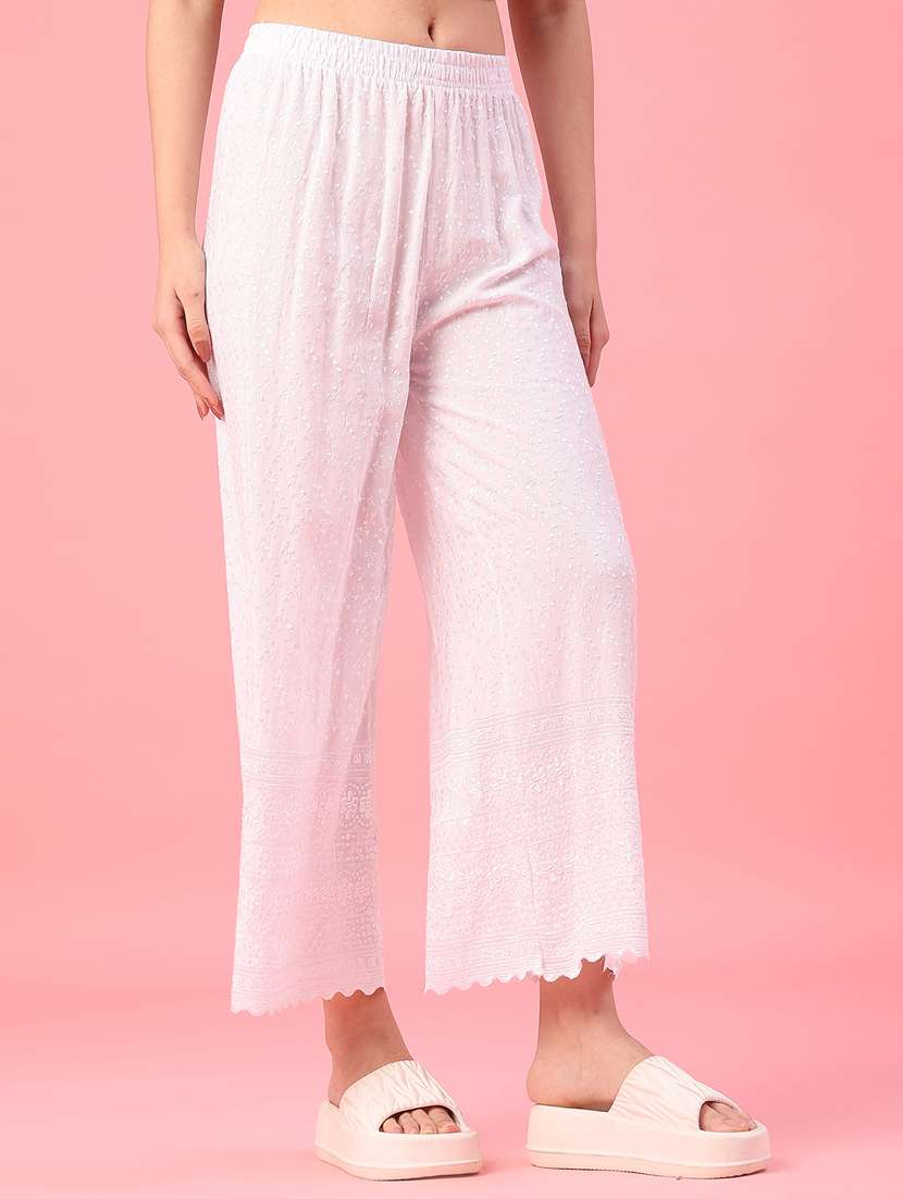 women solid mid rise palazzo - 22246433 -  Standard Image - 1