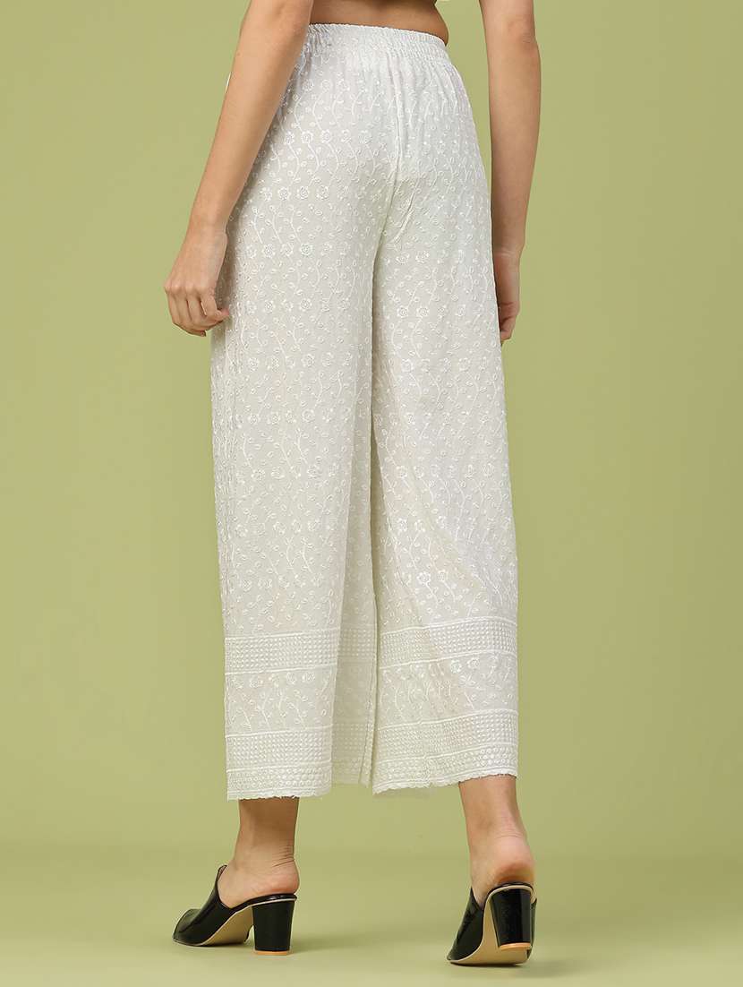 women solid with work mid rise flared palazzo - 22246474 -  Standard Image - 4