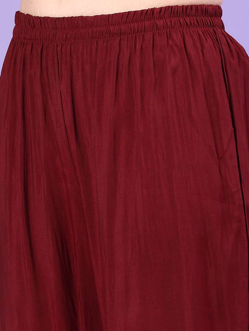 women solid with work three quarter sleeve kurta pant with dupatta set - 22246536 -  Standard Image - 4