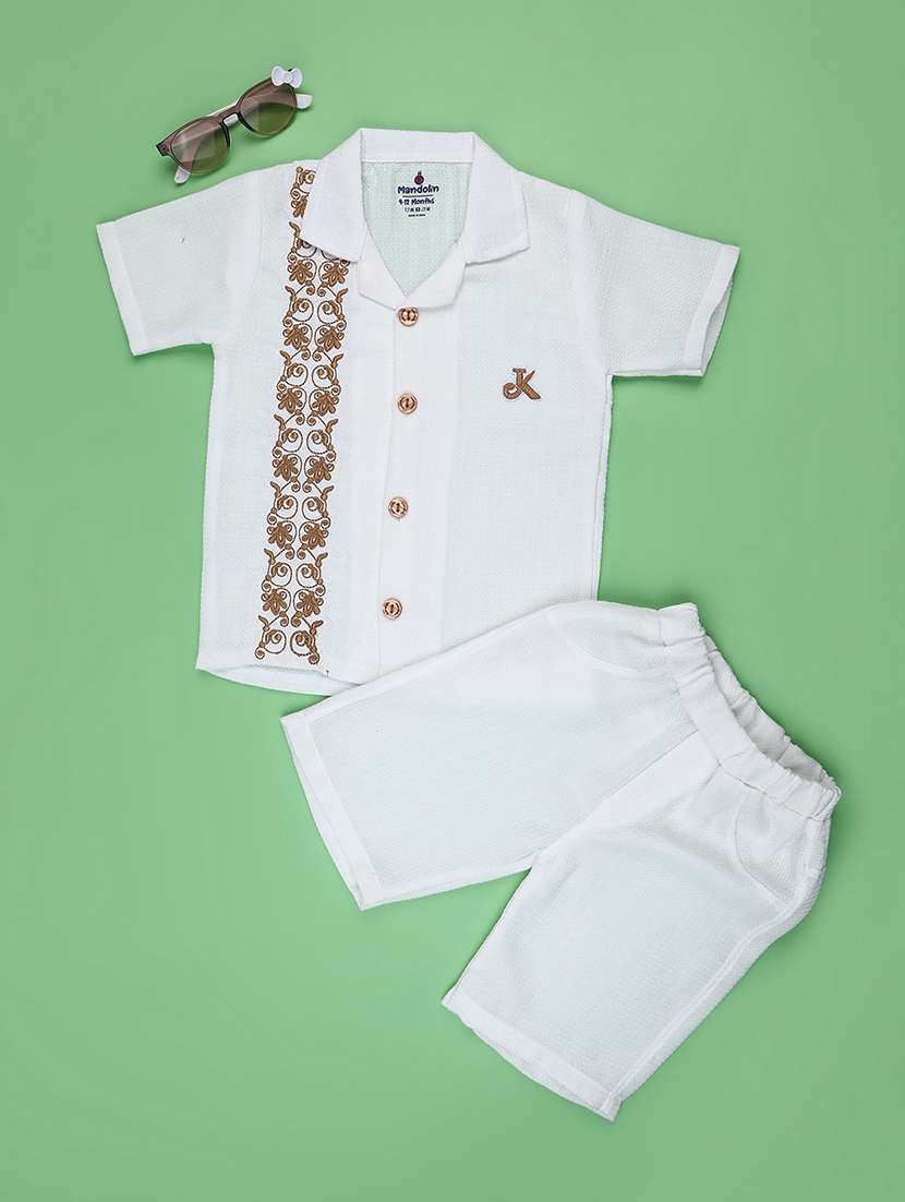 kids embroidered shirt and shorts co-ord set - 22246543 -  Standard Image - 1