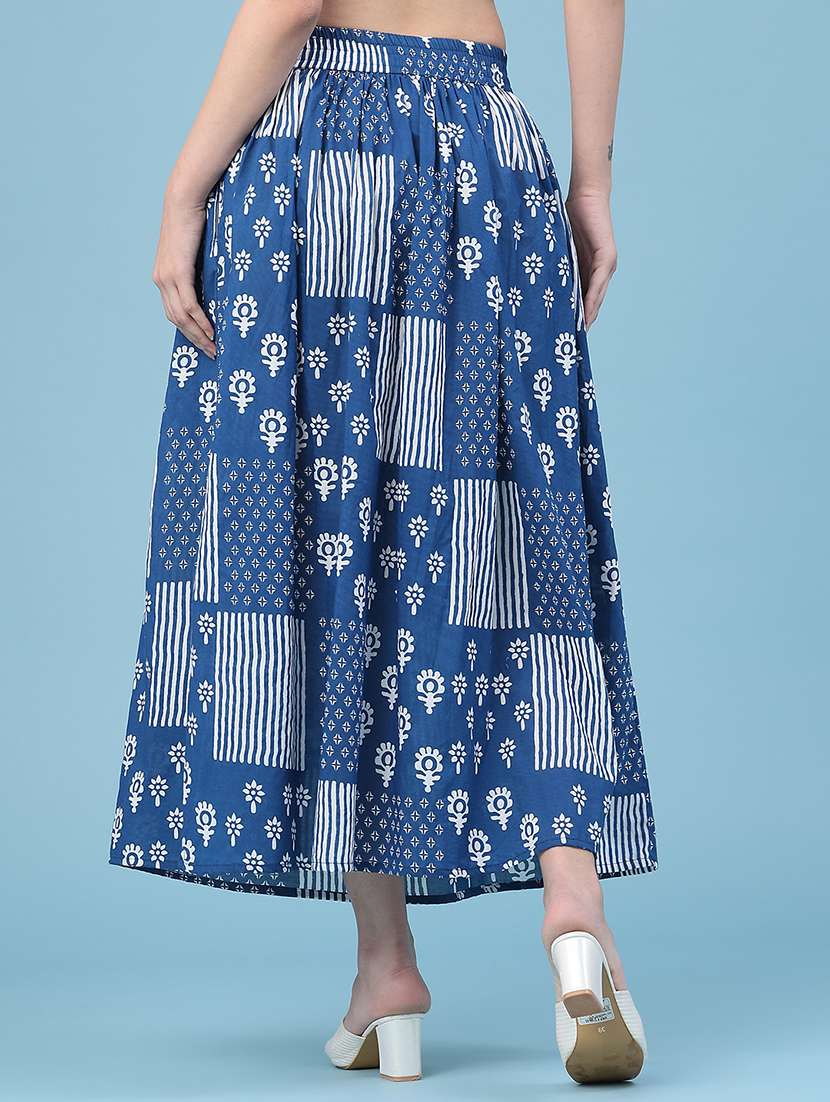 women printed mid rise flared maxi skirt - 22246605 -  Standard Image - 4