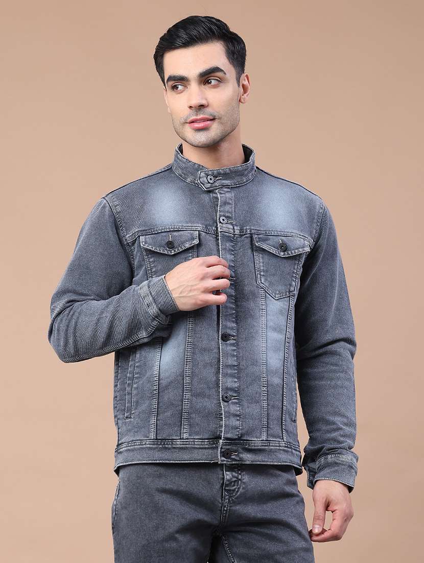 men washed long sleeve denim jacket - 22246608 -  Standard Image - 1