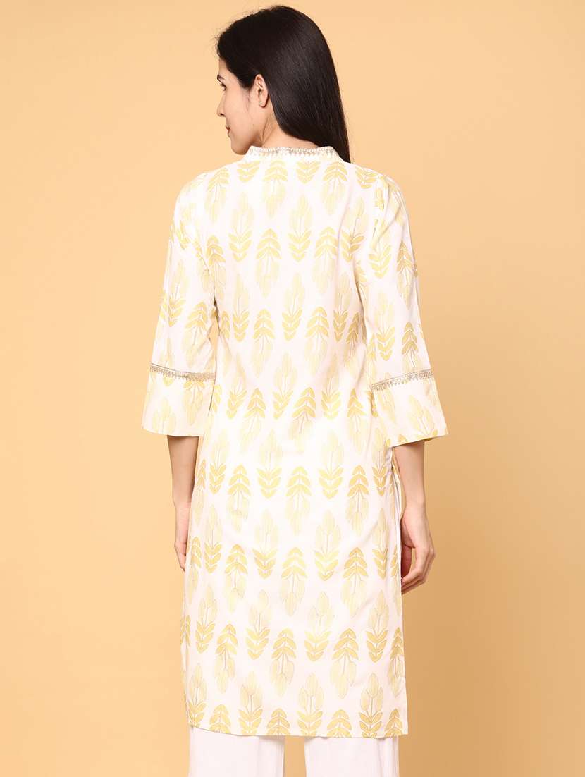 women printed three quarter sleeve straight kurta - 22246613 -  Standard Image - 4