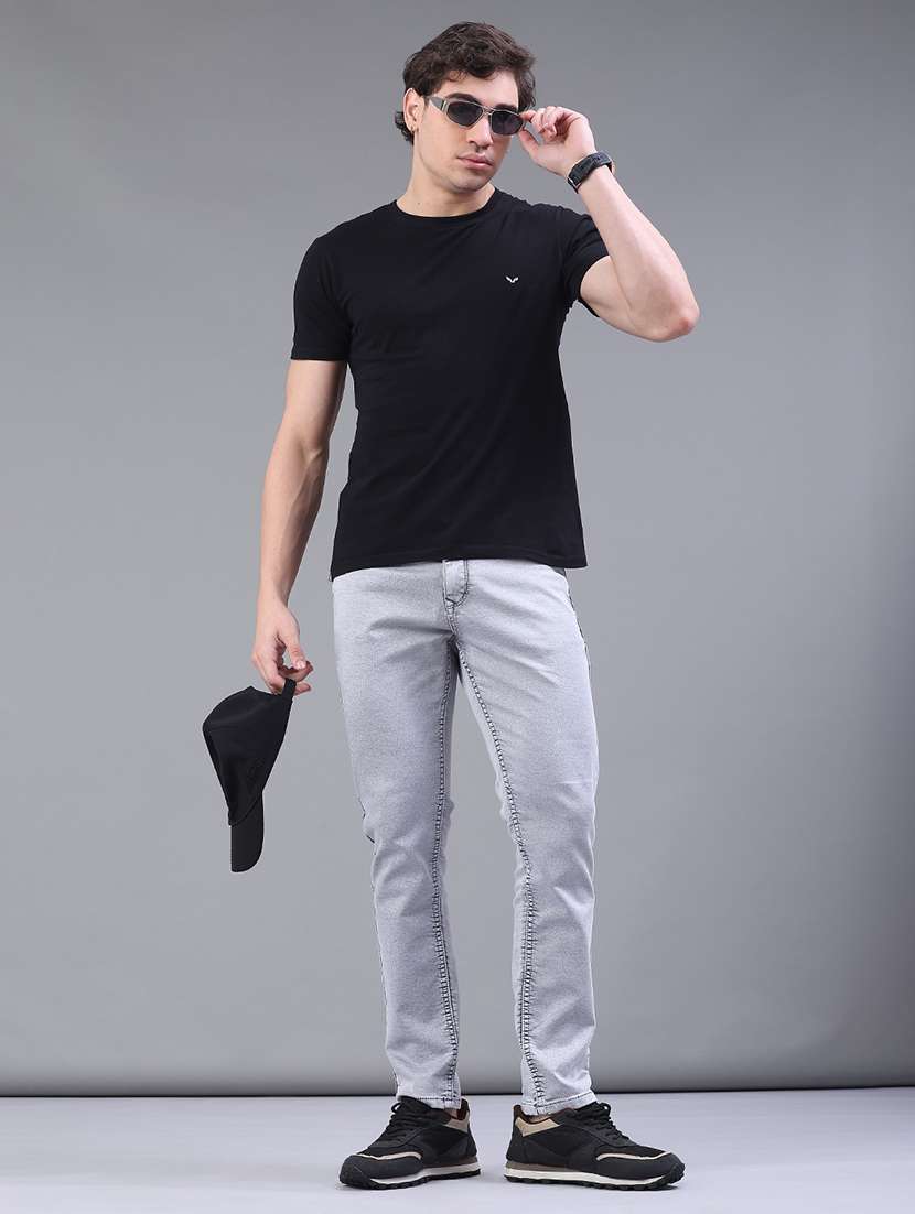 men plain mid rise full length jeans - 22246629 -  Standard Image - 4