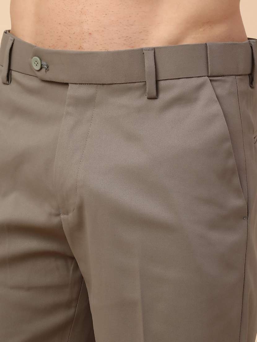 men solid mid rise slim fit formal trouser - 22246636 -  Standard Image - 1