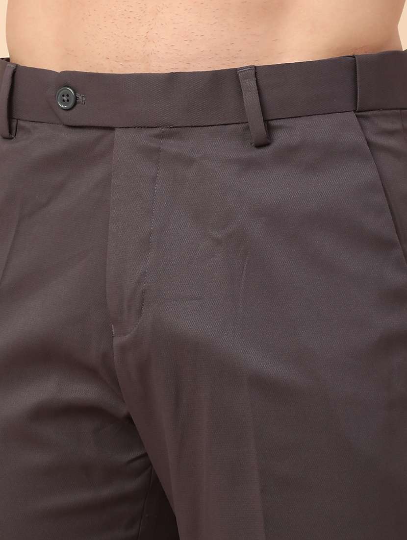 men solid mid rise slim fit formal trouser - 22246637 -  Standard Image - 1
