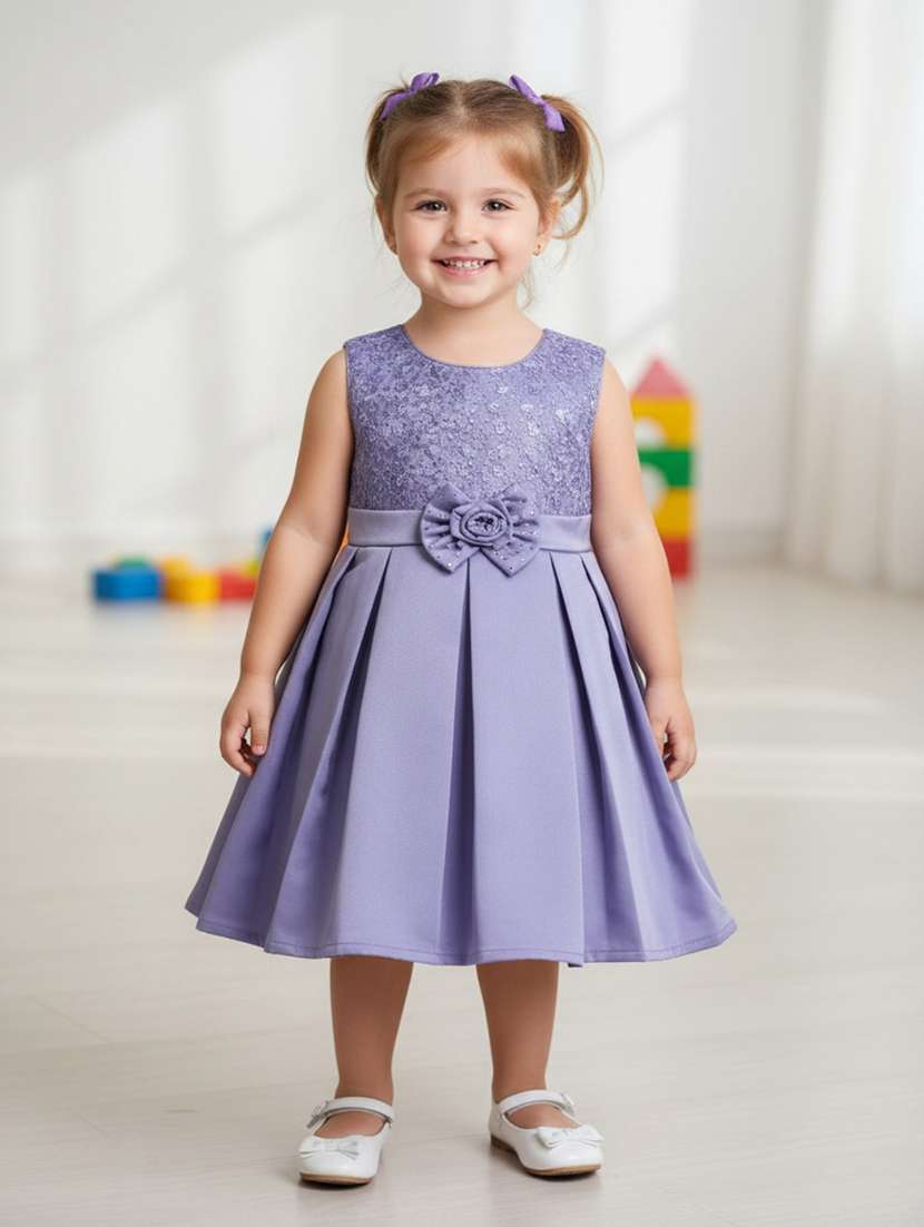 girls self designed sleeveless flared frock - 22246649 -  Standard Image - 1