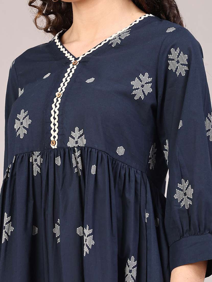 Women Printed Three Quarter Sleeve A-line Ethnic Dress - 22246657 -  Standard Image - 1