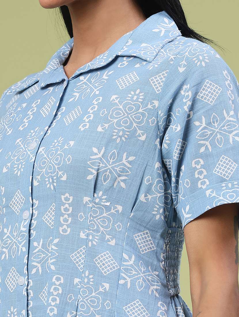 women printed short sleeve a-line ethnic dress - 22246658 -  Standard Image - 1