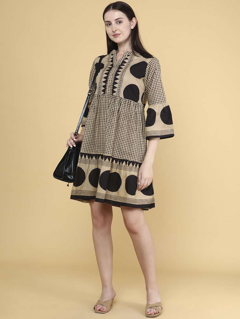 women printed mandarin neck tiered dress - 22246661 -  Standard Image - 4