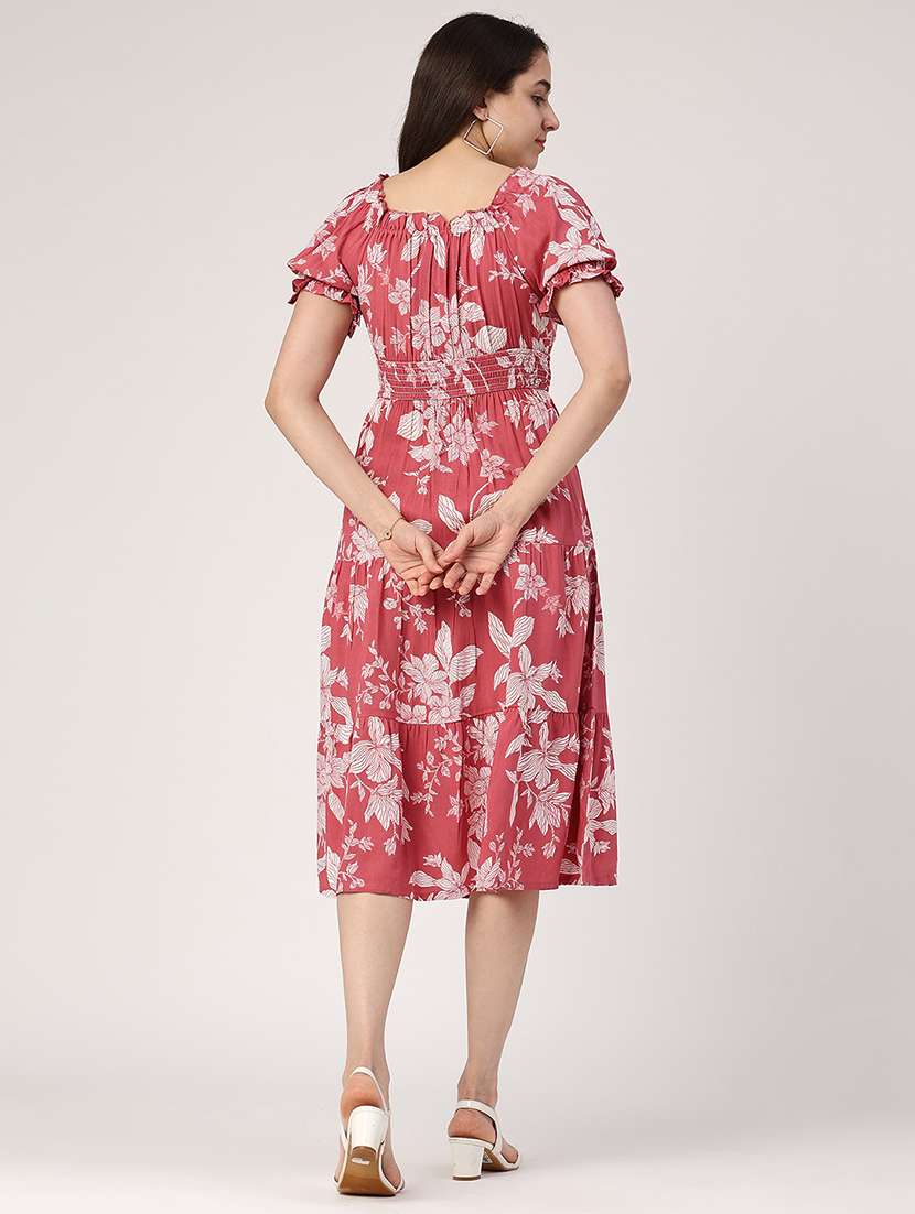 women pink rayon tiered dress dress - 22246663 -  Standard Image - 4