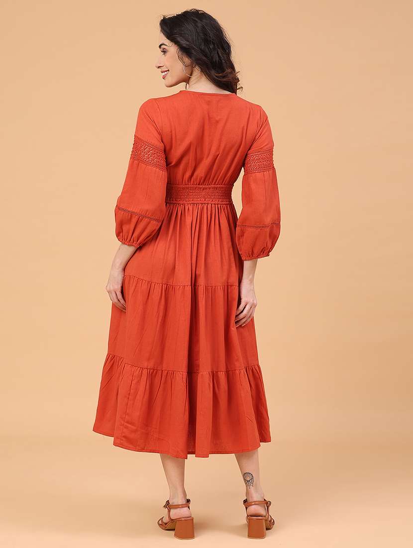 orange cotton tiered  dress - 22246665 -  Standard Image - 4