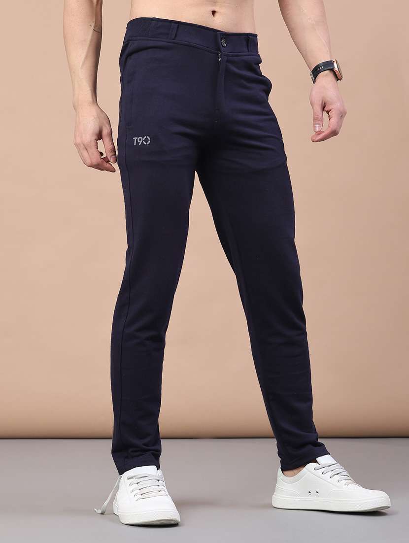 men solid mid rise full length track pant - 22246678 -  Standard Image - 1