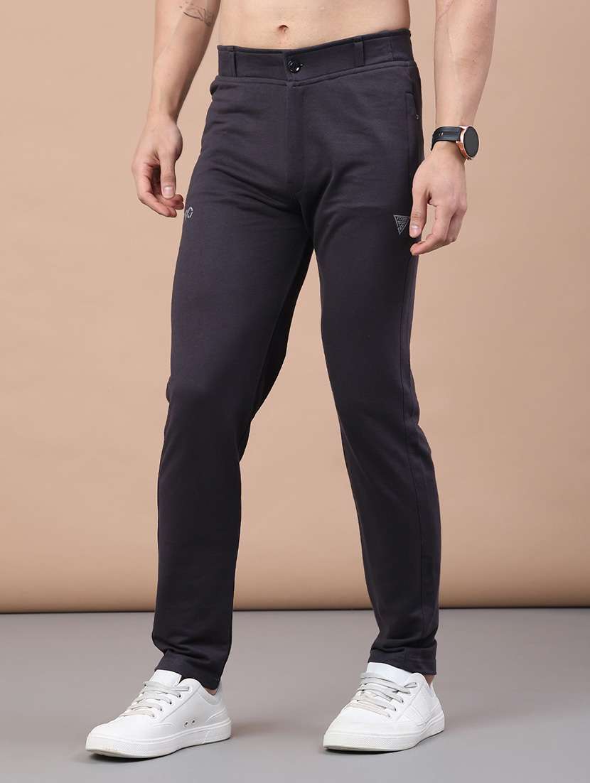 men solid mid rise full length track pant - 22246680 -  Standard Image - 1