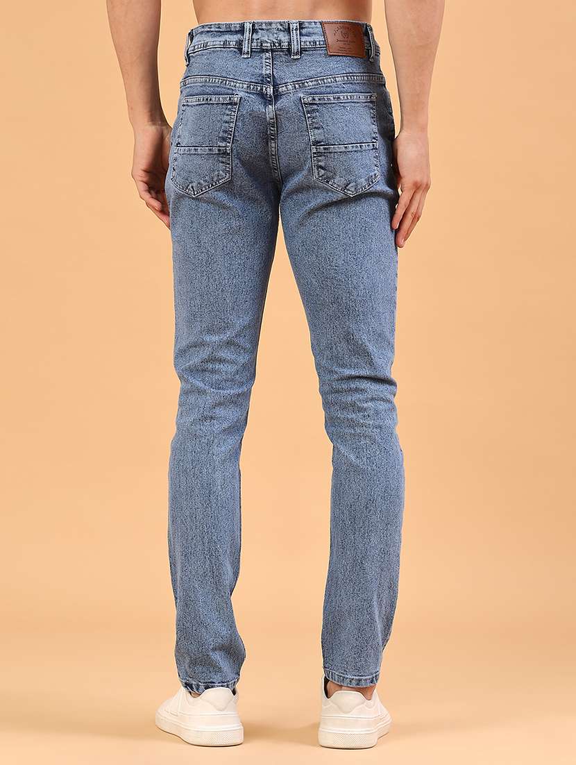 men plain mid rise full length slim fit jeans - 22246692 -  Standard Image - 4