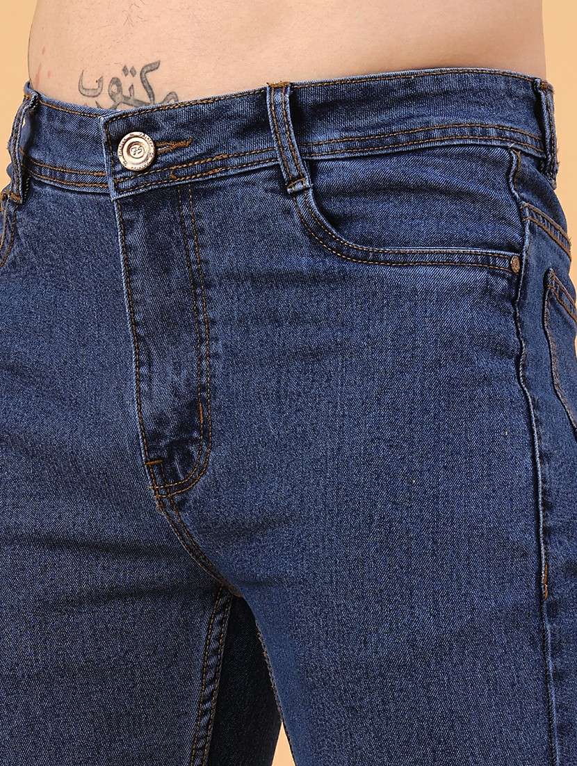 men plain mid rise full length slim fit jeans - 22246693 -  Standard Image - 1