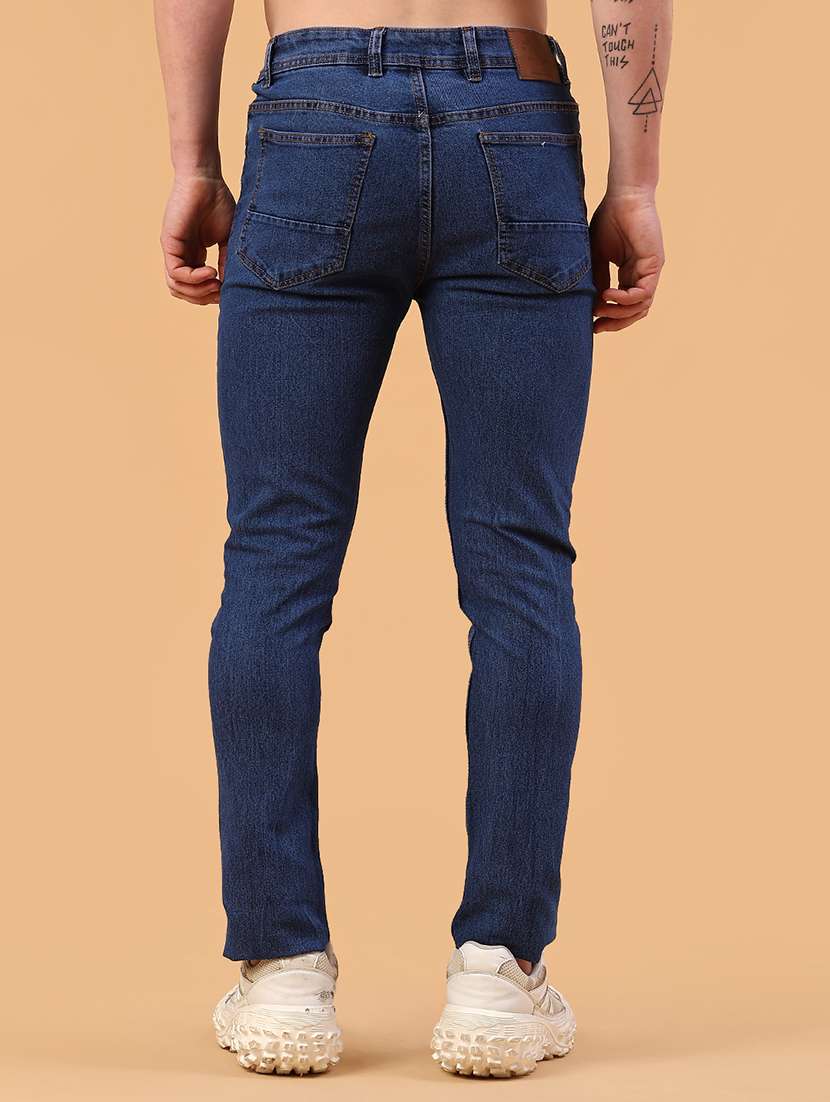 men plain mid rise full length slim fit jeans - 22246693 -  Standard Image - 4