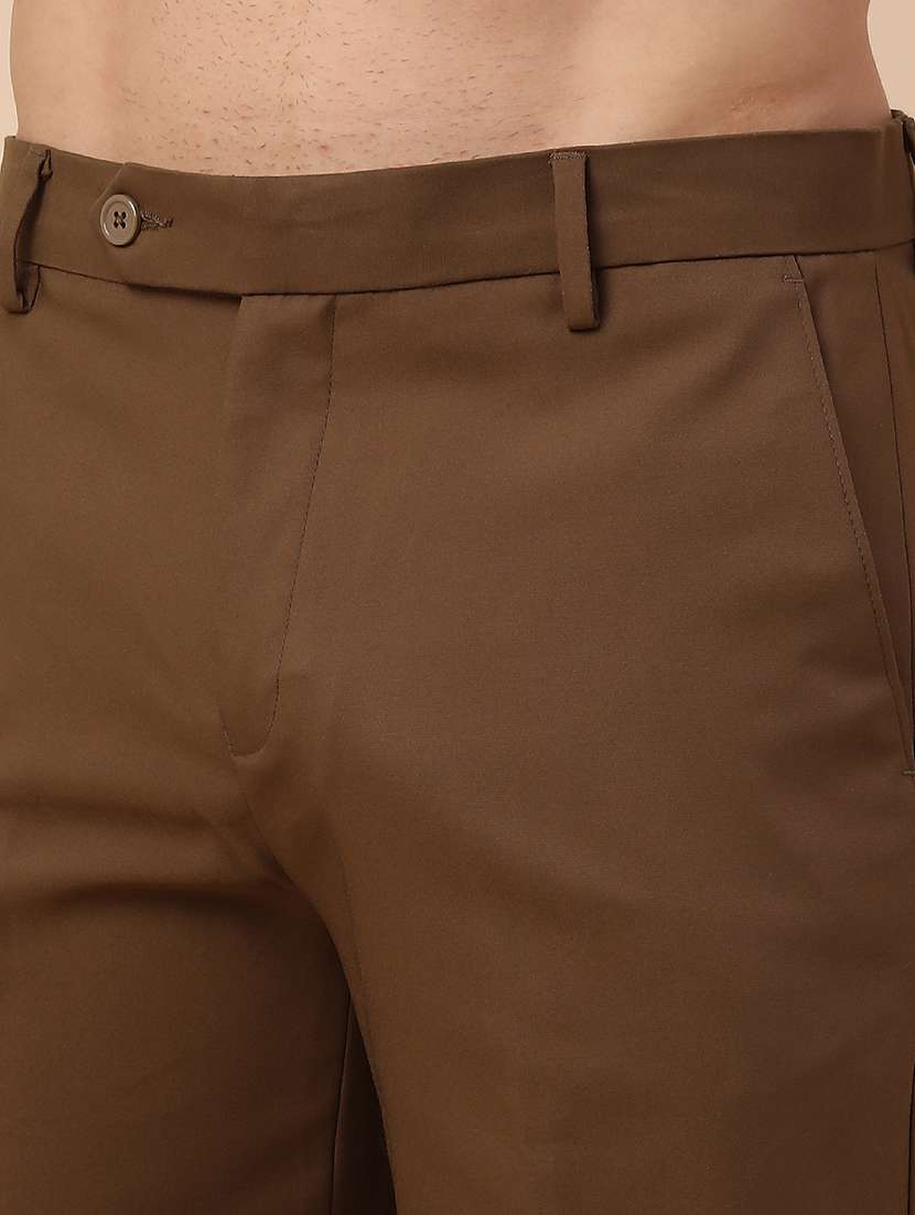 men solid mid rise formal trouser - 22246695 -  Standard Image - 1