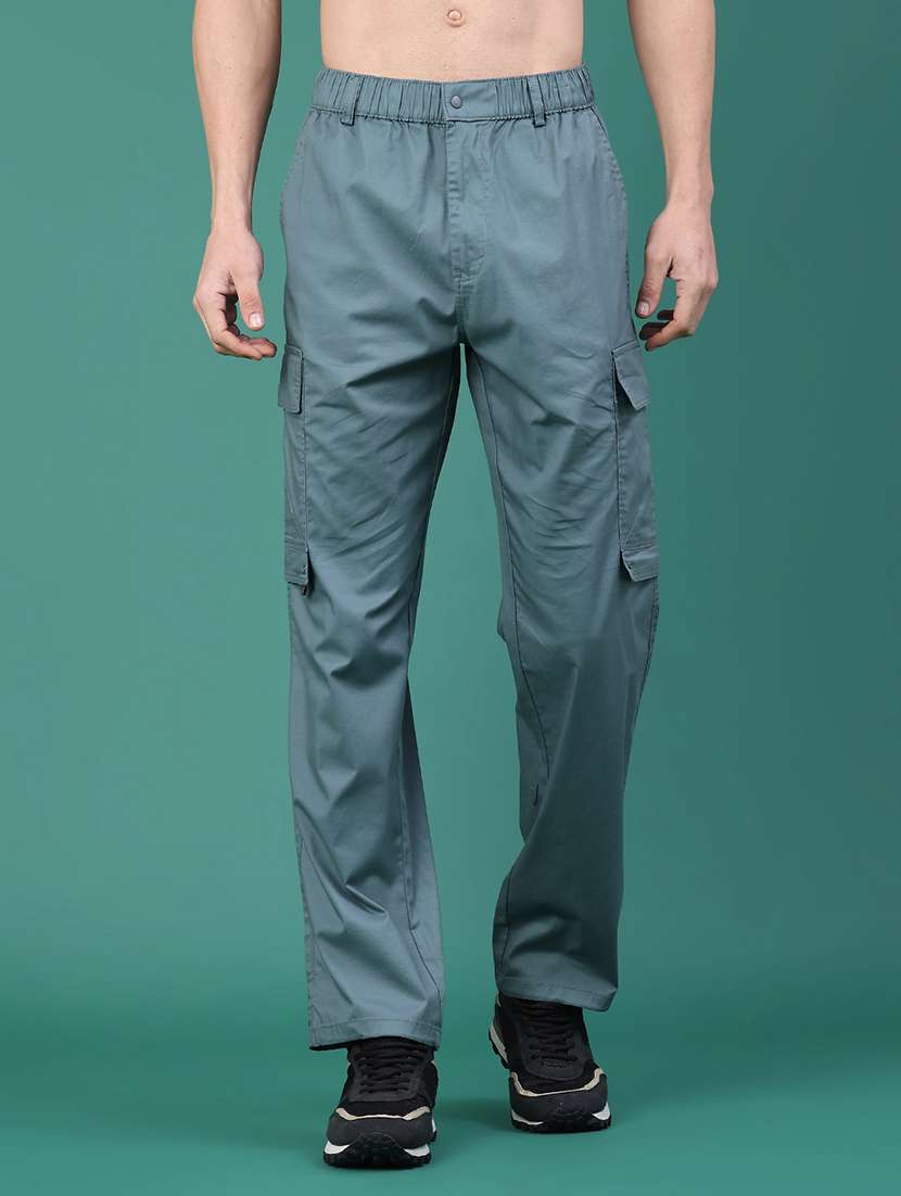 men solid mid rise cargo - 22246700 -  Standard Image - 1